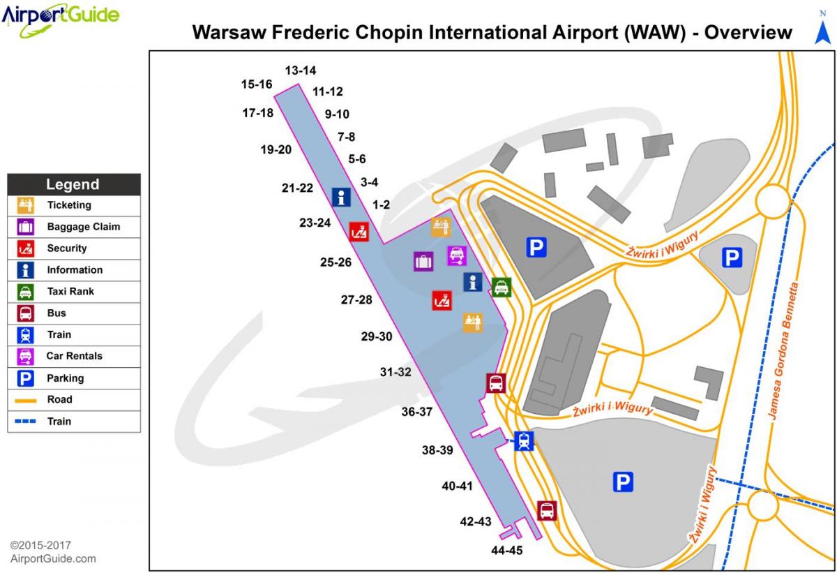 Warsawa waw bandara peta