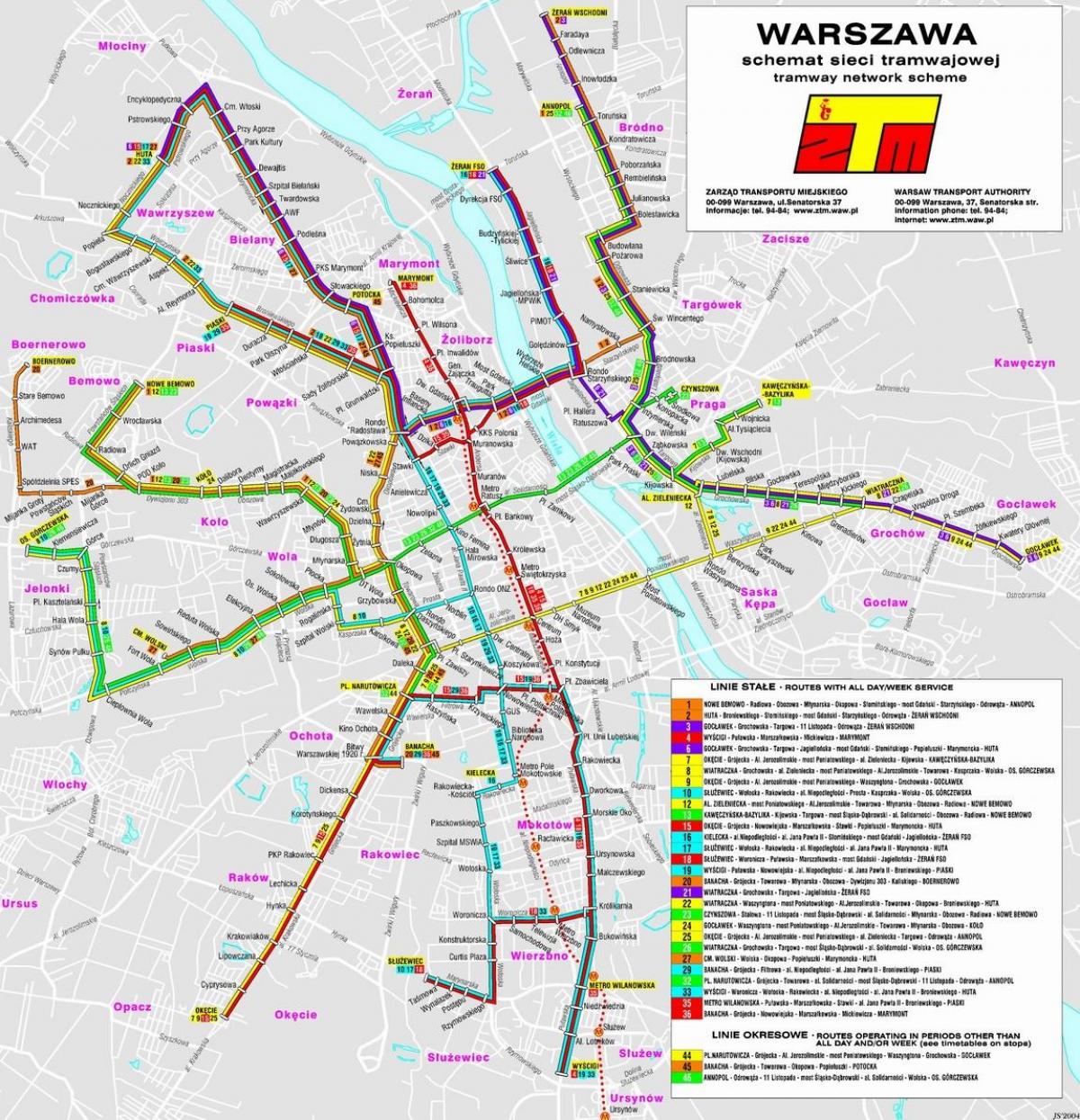 Peta Warsawa transit 