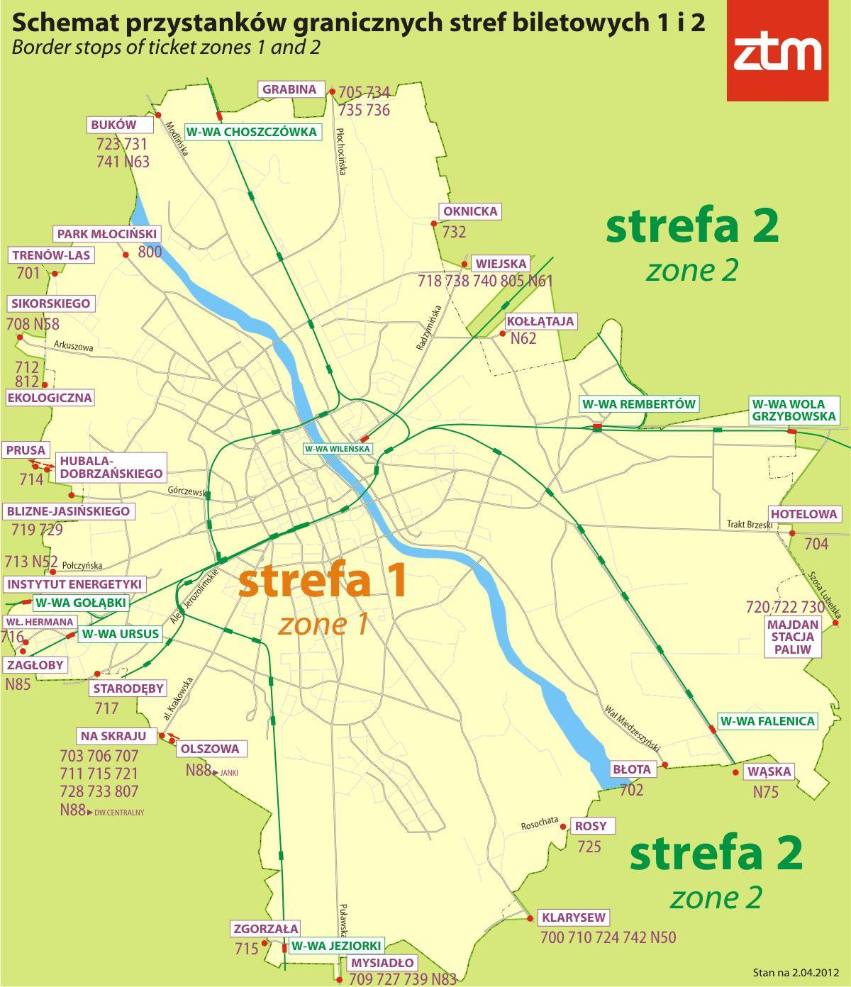 Peta Warsawa zona 1 2 